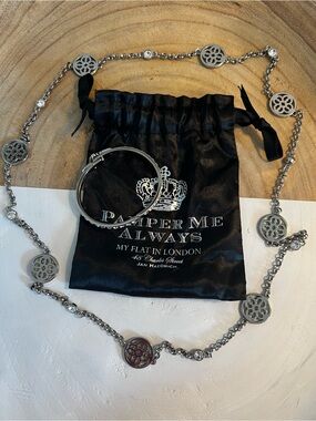 My Flat in London- Silver Floral Medallion Necklace & Bangle Set
